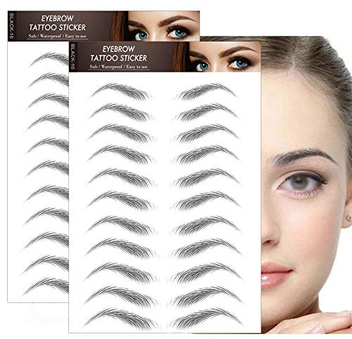 Pegatinas 4D de tatuajes de cejas, impermeables, para transferencias de cejas, para mujeres y niñas, cejas de arco alto, 2 hojas, 22 pares de calcomanías