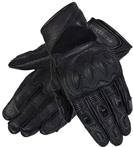 REBELHORN Flux II Lady Guantes de Motocicleta de Cuero para Las Mujeres Piel de Cabra SAS-Tec y Paneles superfabric ventilación Pantalla táctil