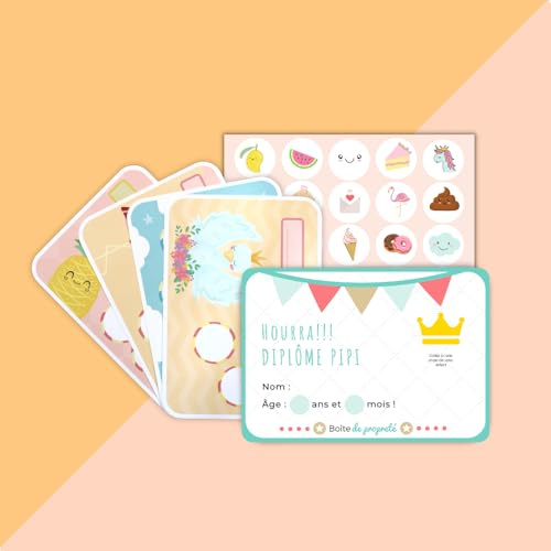 Système de récompense Paradis - Apprentissage de la propreté pour enfants - 20 cartes de récompense, 120 autocollants de récompense et diplôme pipi - Tableau de Récompenses