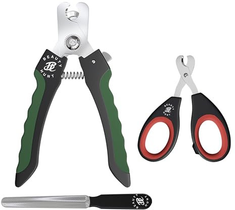 BeautyHunt Dog Nails Clippers for Large Medium Breeds | Pet Claw Trimmer Cutter for Small Animals, Cats | with Safety Lock and Protective Guard 12cm