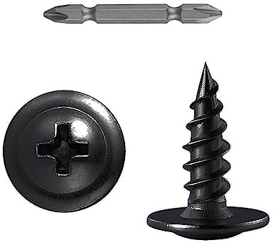(400 Pcs)#8×1/2 Black Truss Head Wood Screws Quick Metal Self Tapping Zinc Oxide