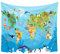 CoolChange Großer Wandteppich mit Tier Weltkarte | Wanddecko fürs Kinderzimmer | Tiere der Welt Wandbild | Animal World Map | 145x130cm