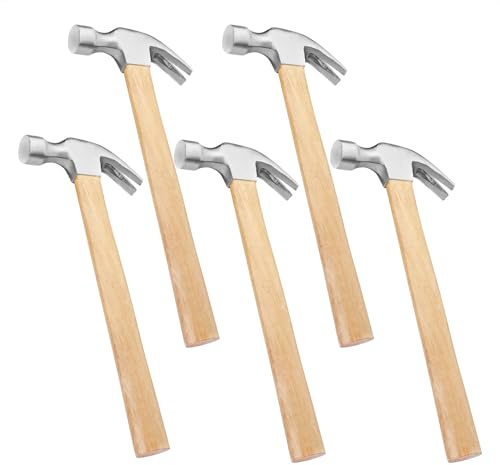GENHAKON 5 Pack 16 OZ Claw Hammer with Wood Handle for Husband, Dad, or Friends! Ideal for Woodworking, Repairing, and Nailing
