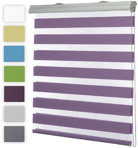 Jalousie Jalousette Vertikaljalousie 40 x 300 cm Sichtschutz,Einfache Montage Day + Night Plissee Falt-Rollo Montage-Teile inklusive für Badezimmer, Lila