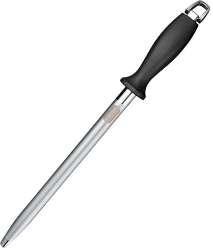 KINTIF Diamond Honing Steel 10 inch Professional Knife Sharpening Steel, Flat Knife Honing Rod, Diamond Carbon Steel, Sharpener for Honing Knife Blades, Chef Knives