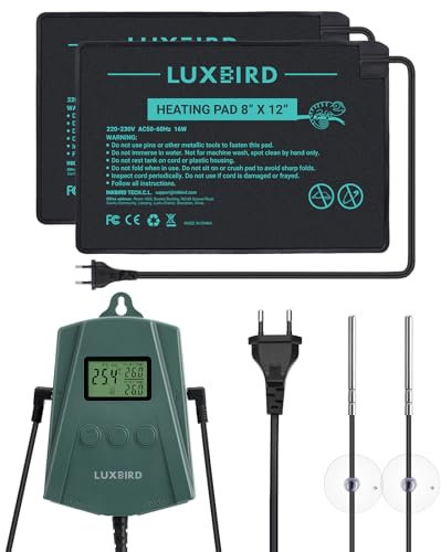 Luxbird Terrarium Heizmatte mit Thermostatregler, 2 Stück Heizmatte, Klebendes Reptil Heizmatten mit Temperaturregelung für Reptilien Schildkröten Schlangen