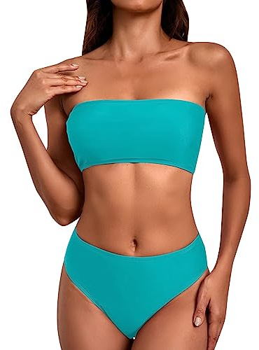 Womens Bikini Sets High Waist, Plus Size Bikini Swimsuit, Drawstring Side Women's Bikini Swimsuit Triangle String Halter Bathing Suits 60th Birthday Gifts for Women Good Luck Gifts