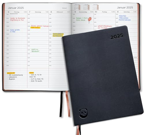 Premium-Terminkalender 2025 von Smart Panda – Wochenplaner A4, Roségold – Softcover und Geschenkbox – Terminkalender, 30 Minuten-Intervalle – Jahreskalender, Planer 2025 – auf Deutsch