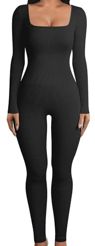 KBOPLEMQ Combinaison de sport longue pour femme - Coupe ajustée - Pour le yoga - Bodysuit - Combinaison d'entraînement - Bodysuit - Bodycon - Fesses froncées - Rompers de yoga - Stretch - Manches