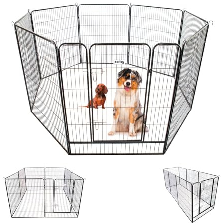 PAITSY Parc Enclos pour Chien Chiot et Lapin GARDEO100x120x8, 8 Panneaux 100x120cm, 4M2, modulable, intérieur et extérieur, Pliable, Garantie 5 Ans