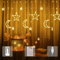 OVOISSTIY Luci Stella Natale, Tenda Luminosa Stella 3.5M 120 LED, Luci Stelle Tenda 8 Modalità USB/Batteria Catena Luminosa Finestra per Feste, Patio, Natale