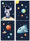 Vacentures Kinderzimmer Astronauten Weltraum Poster Set I Planeten Bilder für Jungen und Mädchen I Handgezeichnete Motive I 4x Poster DIN A4 – Set (Raumschiff)