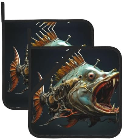 Mechanische Fischtopf-Pads (2er-Set) Kamin Hot Pads Topfpads zum Kochen, Backen und Grillen in der Küche