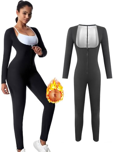 Weyot Combinaison Sudation Femme, Sudation Femme Amincissant, Vêtement De Sudation, Ensemble De Sudation Femme pour Fitness Running Jogging Sauna Suit Shapewear,L,Silver