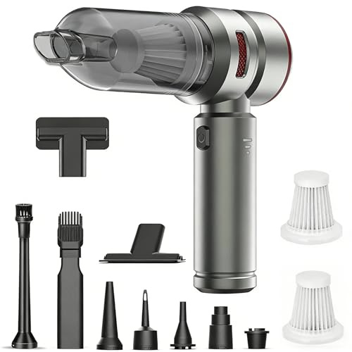 20000Pa Aspirapolvere per auto Portatile Potente,4in1 Ricaricabile Aspirabriciole e Soffiatore per Auto,Mini aspirapolvere senza fili Alta Potenza Aspirazione,Pulizia per Capelli, Auto