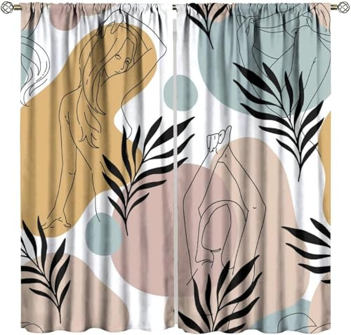 Pencil Pleat Blackout Curtains Plant Leaves 140X160 Cm (W + H) Indoor Blackout Curtain, 3D Thermo-Insulating Window Curtains Polyester Material Bedroom Drapes Blackout Curtains -577872162