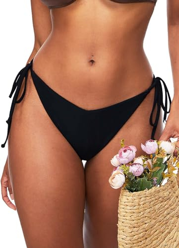 TZLDN Women V Waist Low Rise Bikini Bottom Adjustable Side Tie Swim Brief