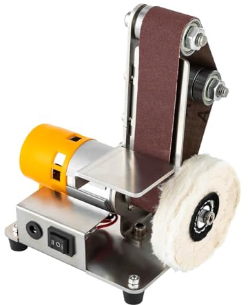 TONFEION Mini Bandschleifer, Elektrischer Bandschleifer, Schleifmaschine Messer, 7-Stufig Verstellbarer Bandschleifmaschine, 4000-9000 U/min, DIY Messerschleifmaschine für Holz/Metall/Schmuck