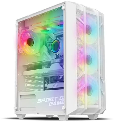 Spirit of Gamer - Rebel NX, Caja para PC Gaming ATX/mATX/ITX, 4 Ventiladores ARGB de 120 mm, vidrio templado, soporte Watercooling 360 mm, almacenamiento modular SSD/HDD, torre robusta con