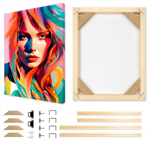Canvas DIY Frame 50 x 70 cm DIY Wooden Picture Frames, Oil Painting, Wall Art Paintings, Posters Prints, Home Gallery Multiple Sizes with Self Assembly Kit