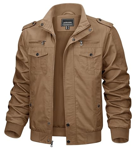 KEFITEVD Veste Cargo Décontractée pour Homme Blousons Bomber Militaires Automne Militaire Coupe-Vent
