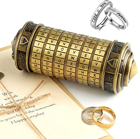 TUPARKA 5 Piezas Da Vinci Code Mini Cryptex Puzzle Boxes Interesante Regalo Creativo Regalos del día de San Valentín para él Ella （Bronce