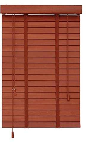 Jolan Träpersienner för fönster, halvskuggande persienner, mörk ek, inomhus/utomhus, äkta träpersienner, lätt att installera, 110 x 120 cm/43 x 47 tum
