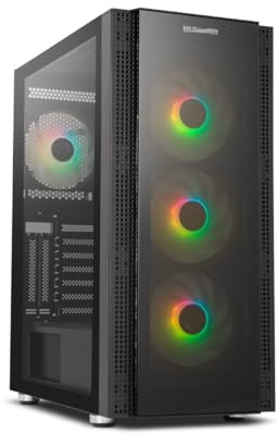 NOX XTREME PRODUCTS HUMMER HORUS - Mid-Tower E-ATX; M-ATX, panneau avant et latéral en verre trempé, 4 ventilateurs ARGB 120 mm inclus, contrôle RVB, noir