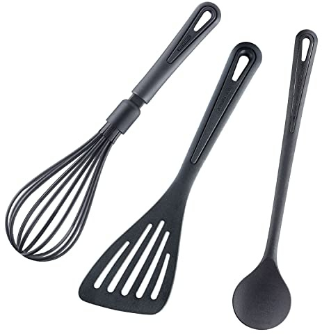 Westmark Küchenhelfer-Set 3tlg.: Schneebesen, Pfannenwender, Rührlöffel, Kunststoff, Gentle, Schwarz, 286822E6