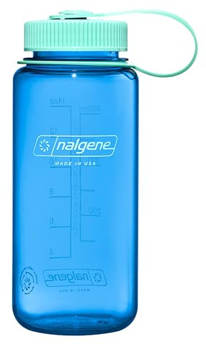 Nalgene Water Bottle - Lightweight Sustain Tritan BPA-Free Shatterproof Bottle for Backpacking, Hiking, Gym, 16 OZ, Wide Mouth, Cornflower Blue