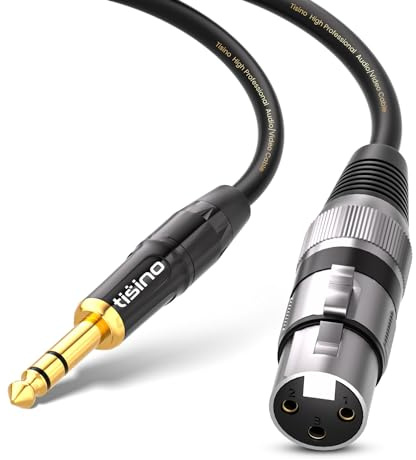 Tisino Female XLR to 1/4'' TRS Microphone Cable, 6.35mm Stereo Jack to 3-pin XLR Female Balanced Interconnect Micphone Cable -10FT