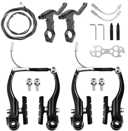 MeYuxg Komplettes Universal Fahrrad Bremsen Set, V-Brake Universal Fahrradbremsen-Set, Innere und äußere Bremsseile und Bremshebel Kit für Mountainbikes und Rennräder (Schwarz)