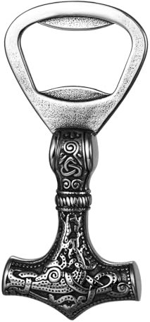 OIDEA Viking Thor's Hammer Bottle Opener: Silver Vintage Norse Celtic Knot Odin Stainless Steel Beer Opener Portable Key Chain Father's Day Viking Jewelry Gift for Men