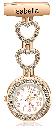 lorajewel Personalisierte Krankenschwester Uhren mit Namen Taschenuhren für Damen Mit Clip Geschenk zum Tag der Krankenschwestern Armbanduhr (G)