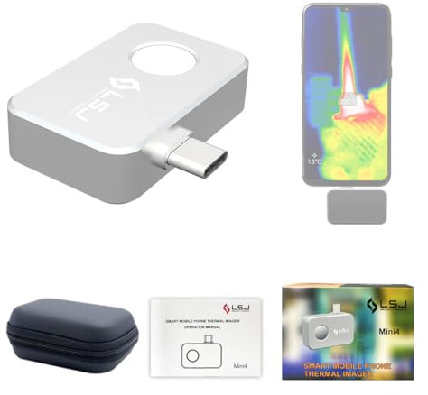 LSJ-Mini4 Cámara térmica para Android, cámara infrarroja de resolución IR de 256 x 192, frecuencia de actualización de 25 Hz, cámara térmica de imágenes de --50 °F - 1500 °F (-20 ℃ - 550 ℃) para