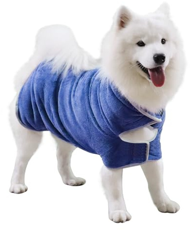Dog Towel, Gimilife Ultra Soft Dog Drying Coat, Super Absorbent Dog Towels for Drying Dogs, Microfibre Dog Towel, Luxurious Dog Drying Robe Dog Dressing Gown for Small Medium Large