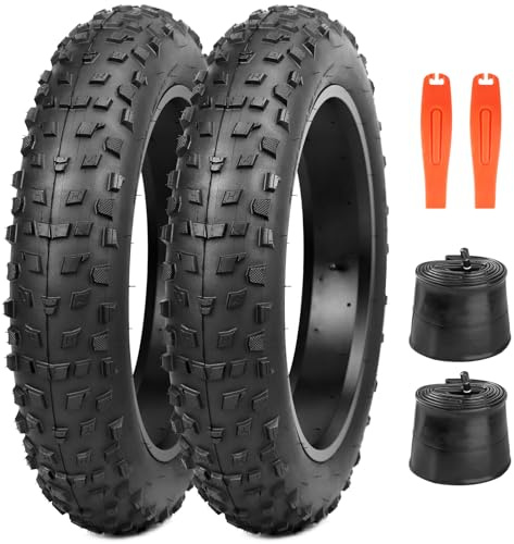 GRELiving Pack de 2 neumáticos 20x4.0 pulgadas para bicicleta eléctrica de servicio pesado, neumáticos para bicicleta Fat-Bike 98-406 20PSI cubierta de bicicleta