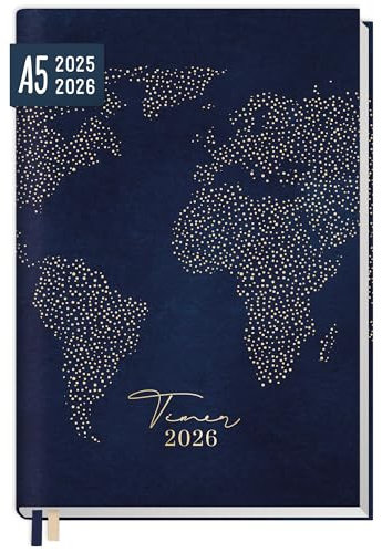 Häfft® Chäff-Timer 2025/2026 A5 World Wide Kalender für 18 Monate: Juli 2025 bis Dez. 2026 - nachhaltig & klimafreundlich