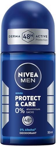 NIVEA MEN Protect & Care Deo Roll-On, sanfter Deoroller ohne Aluminium (ACH) ohne Ethylalkohol mit 48h Deo-Schutz, pflegendes Deodorant ohne Hautirritationen (50 ml)