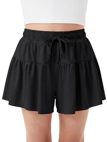 Stelle Girls 2 in 1 Butterfly Shorts Flowy Athletic Shorts with Pocket