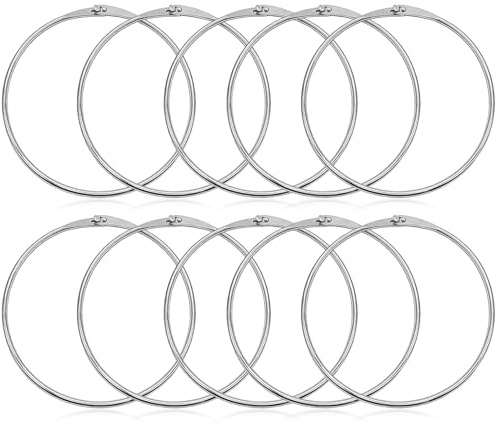 5 stycken 150 mm varuring nyckelring, stor metallring med snabbkoppling mångsidig nyckelring för pyssel duschdraperi kläder, löst blad klippbok (10, silver)