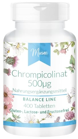 Chrompicolinat 500μg - 400 Tabletten - BALANCE LINE - *normaler Blutzuckerspiegel - 500μg pro Tablette – Herstellung & Laborprüfung in Deutschland | MIOSAN® CLUB - Exklusives Wohlbefinden