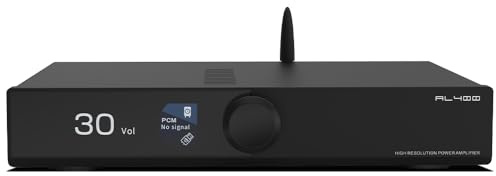 SMSL AL400 DAC fotoförstärkare, effektförstärkare, CA43131 avkodningschip, 4-stegs lågpass/5 filterlägen kompatibla med MM/MC Phono-patroner full MQA DAC-support DSD Professional EQ/eARC (Svart)