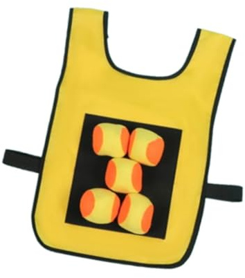 wueiooskj Klibbbollsväst Dodgeball-spelset för barn, inomhus- och utomhuskul, sportleksaker med 5 klibbiga bollar inkluderade, sportleksaker för barn med 5 bollar, gul,