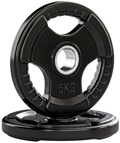 SPORTNOW Disques de Poids en Fonte, 3 Poignées avec Trous de Ø 50 mm Noir