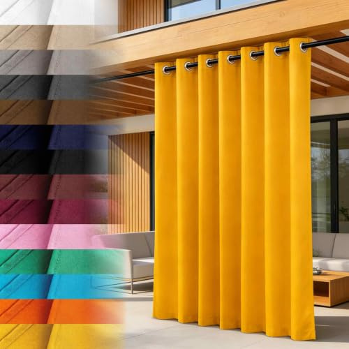 Lantigo Rideau Extérieur Jaune 155x220 cm imperméable Anti-UV Jardin