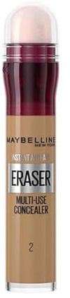 Maybelline Instant Anti-Age Eraser Eye Concealer for Face, Dark Circles, Blemish & Fine Lines Concealer, Full Coverage, Dermatologist Tested, Suitable for Sensitive Skin, Shade: 02 Nude