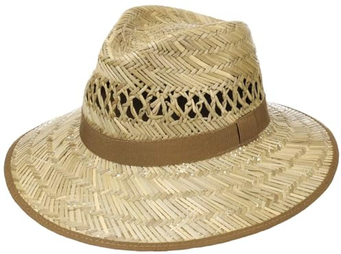 Lipodo Big Brim Traveller Straw Hat Made of 100% Straw Made in Italy Unisex Summer Natural Colors
