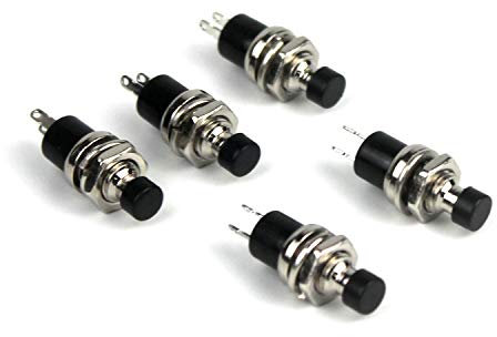 Ytian 5 Pcs SPST Mini Bouton Momentanés Poussoir Interrupteur Normal Ouvert 250V 2A Noir