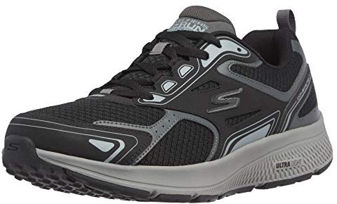 Skechers Men's GOrun Consistent-Athletic Workout Running Walking Shoe Sneaker with Air Cooled Foam, Black Leather/Synthetic/Gray Trim, 12 UK